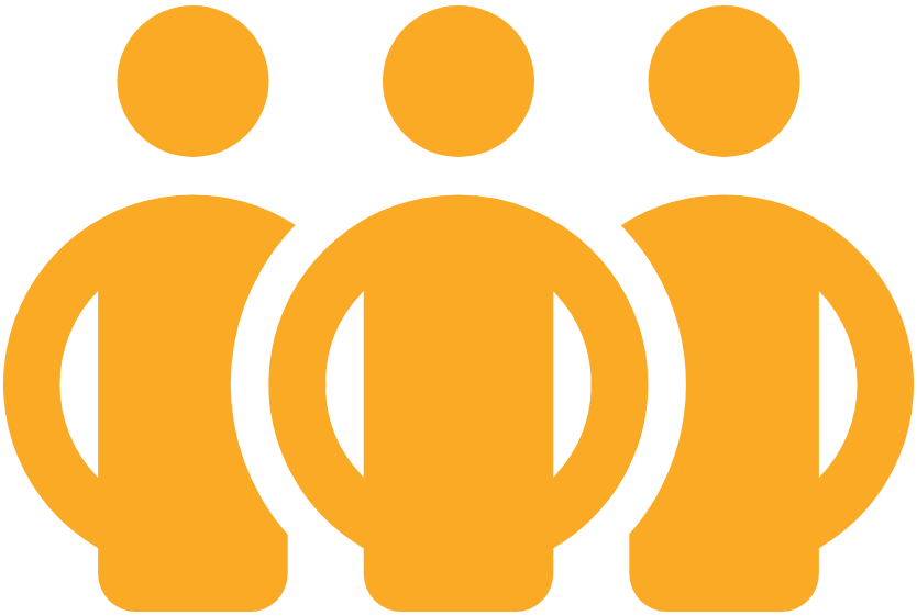 Three yellow figures standing shoulder-to-shoulder - used as the icon for IASC Strategic Priority 3 on Collective Advocacy