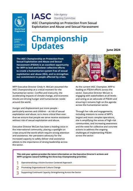 Cover of the Mid-Year update from the IASC Champion PSEAH