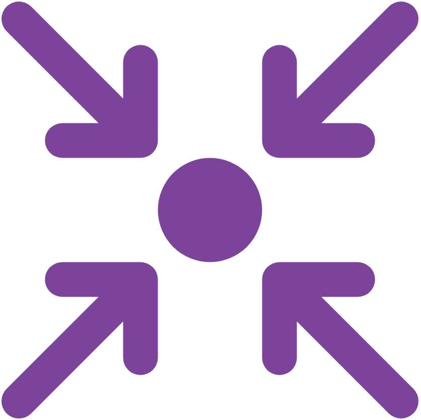 Four purple arrows converging on a point, the icon used for IASC strategic priority 1 on operational response