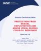 Cover page of the IASC Interim Technical Note on Protection from Sexual Exploitation and Abuse (PSEA) During COVID-19 Response, Version 1.0, dated March 2020 with a list of the authoring bodies: WHO, UNFPA, UNICEF, UNHCR, WFP, IOM, OCHA, CHS Alliance, InterAction, UN Victims’ Rights Advocate