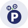 Three circles with the letters H, P, and D in the centre - the P is larger than the other two